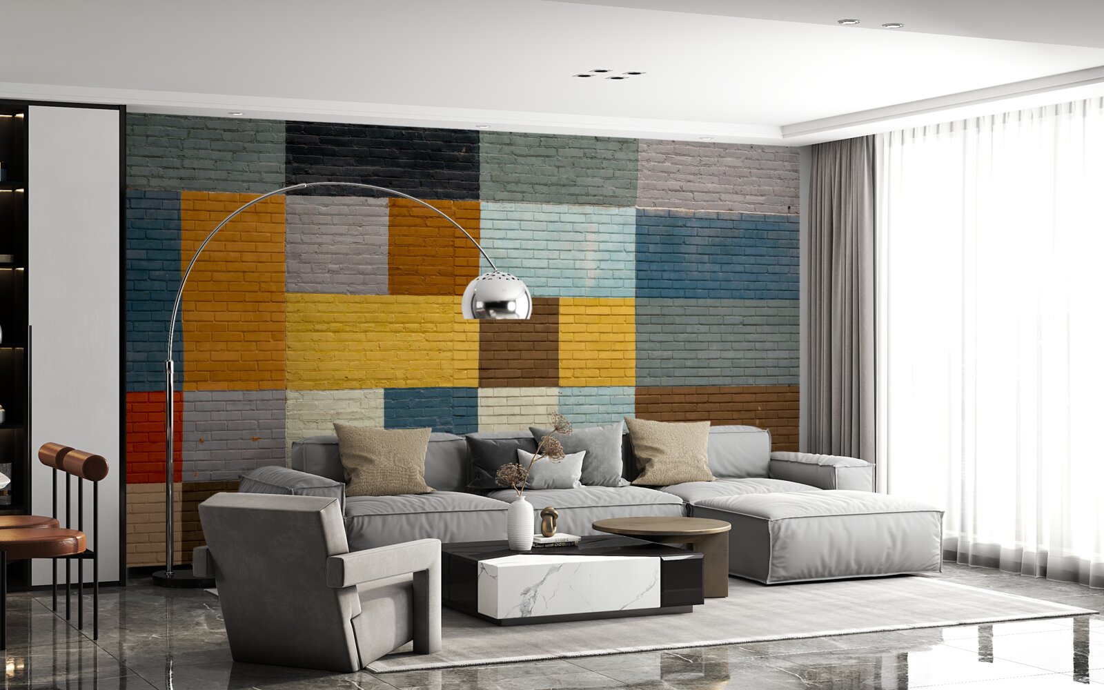 Fotobehang rechthoekige vormen in kleur