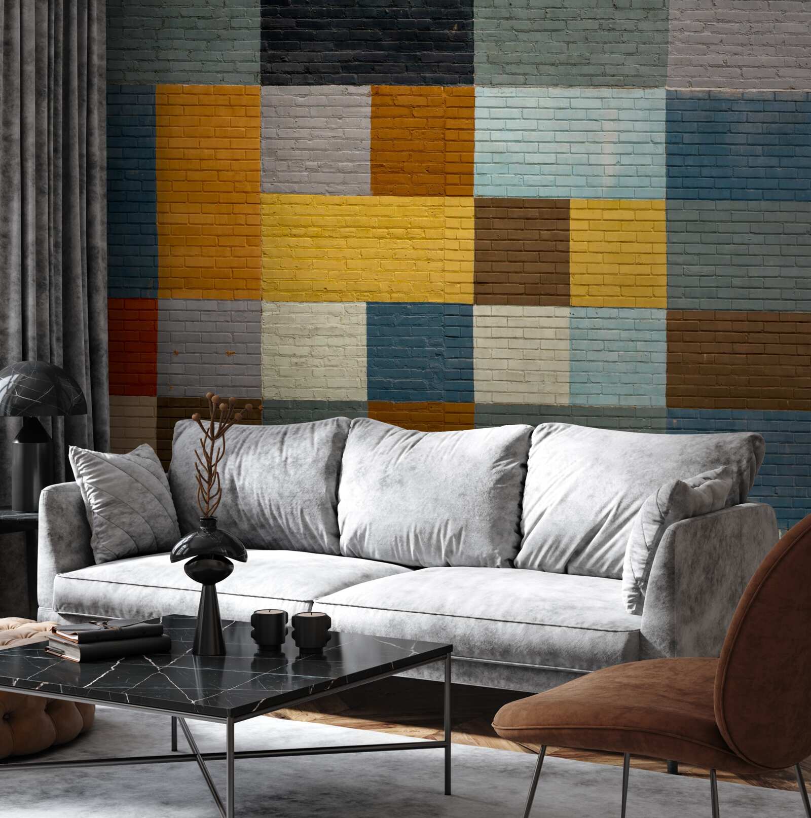 Fotobehang rechthoekige vormen in kleur