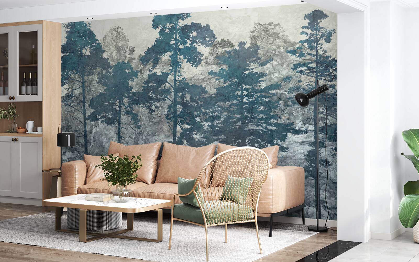 Fotobehang kronen en toppen van bomen met bladeren