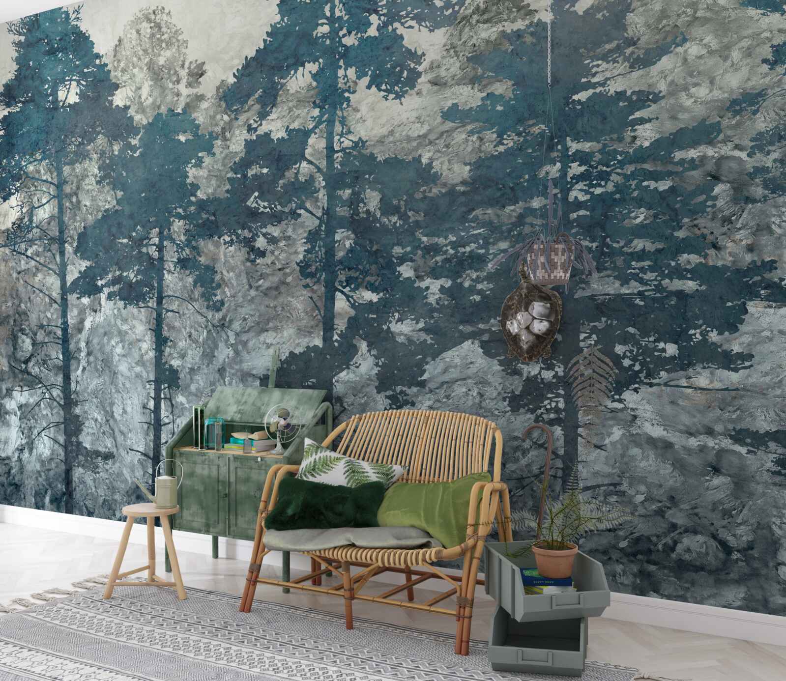 Fotobehang kronen en toppen van bomen met bladeren