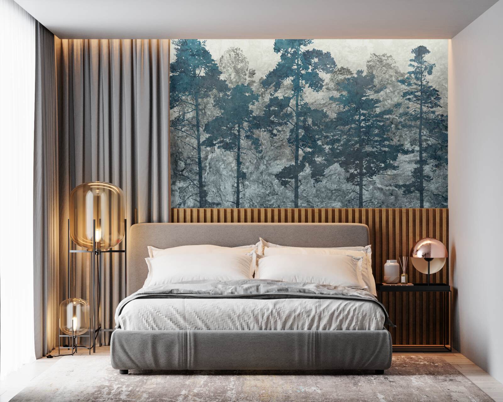 Fotobehang kronen en toppen van bomen met bladeren