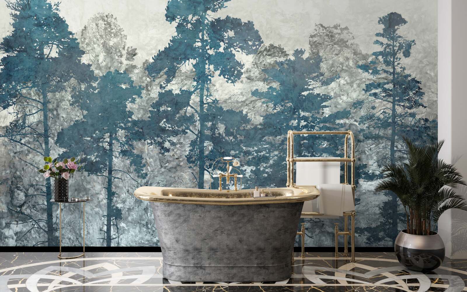 Fotobehang kronen en toppen van bomen met bladeren