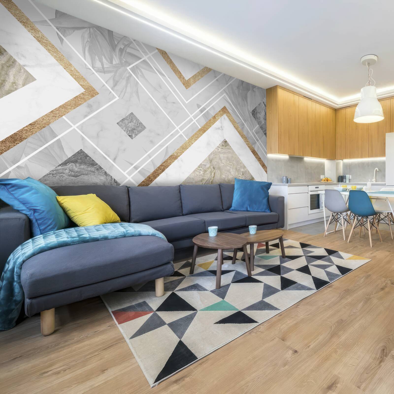 Fotobehang rechthoekige lijnen op marmer