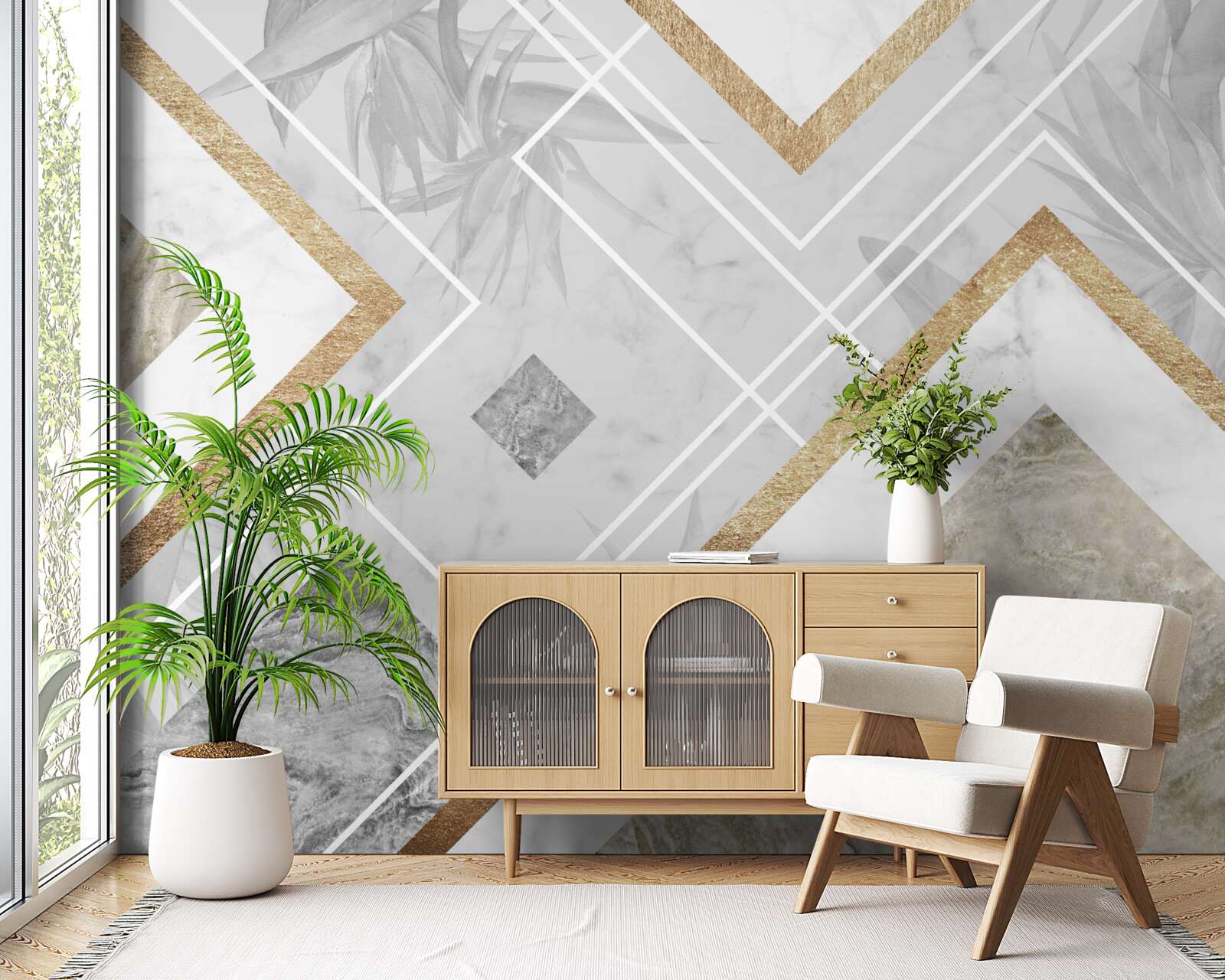 Fotobehang rechthoekige lijnen op marmer