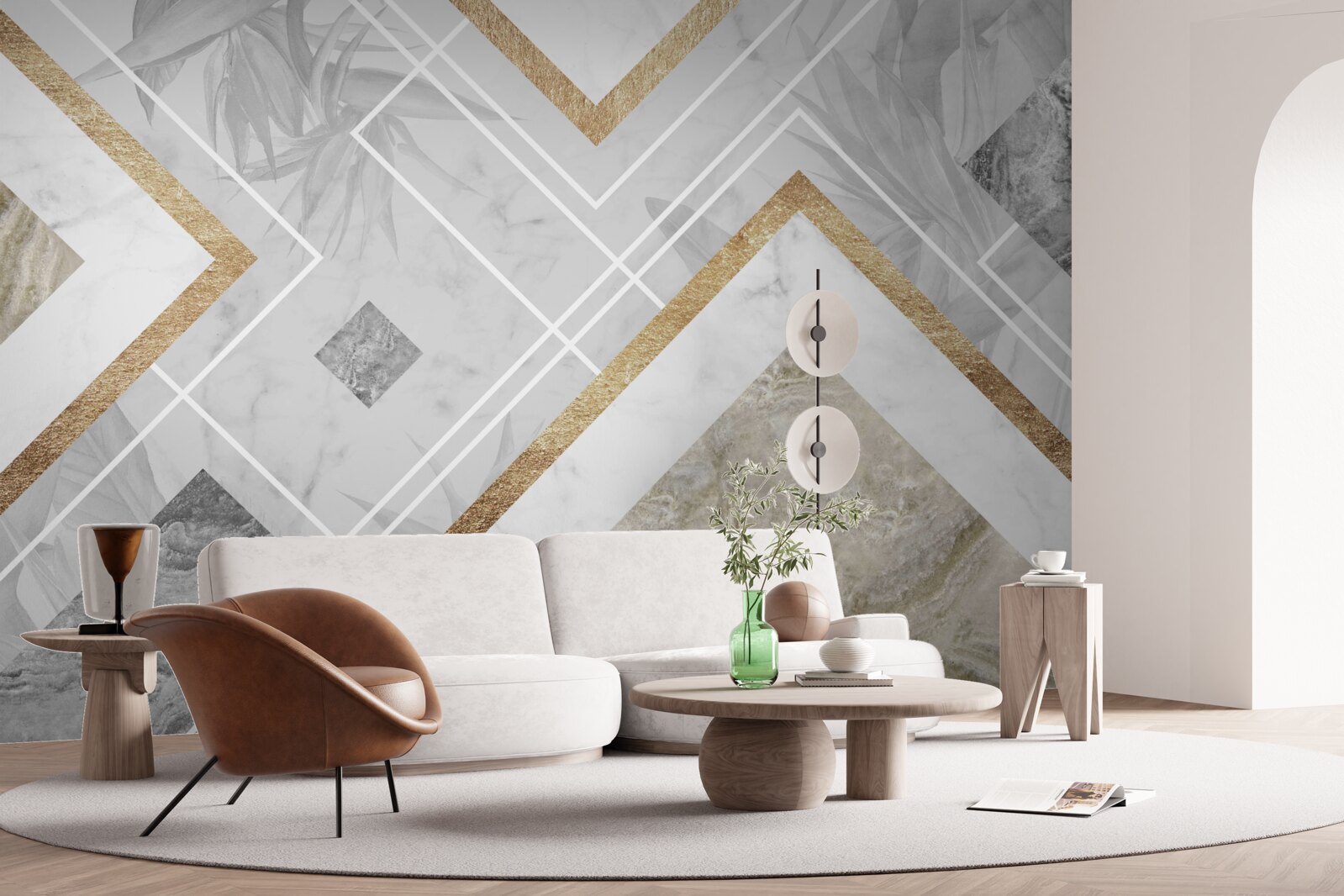 Fotobehang rechthoekige lijnen op marmer