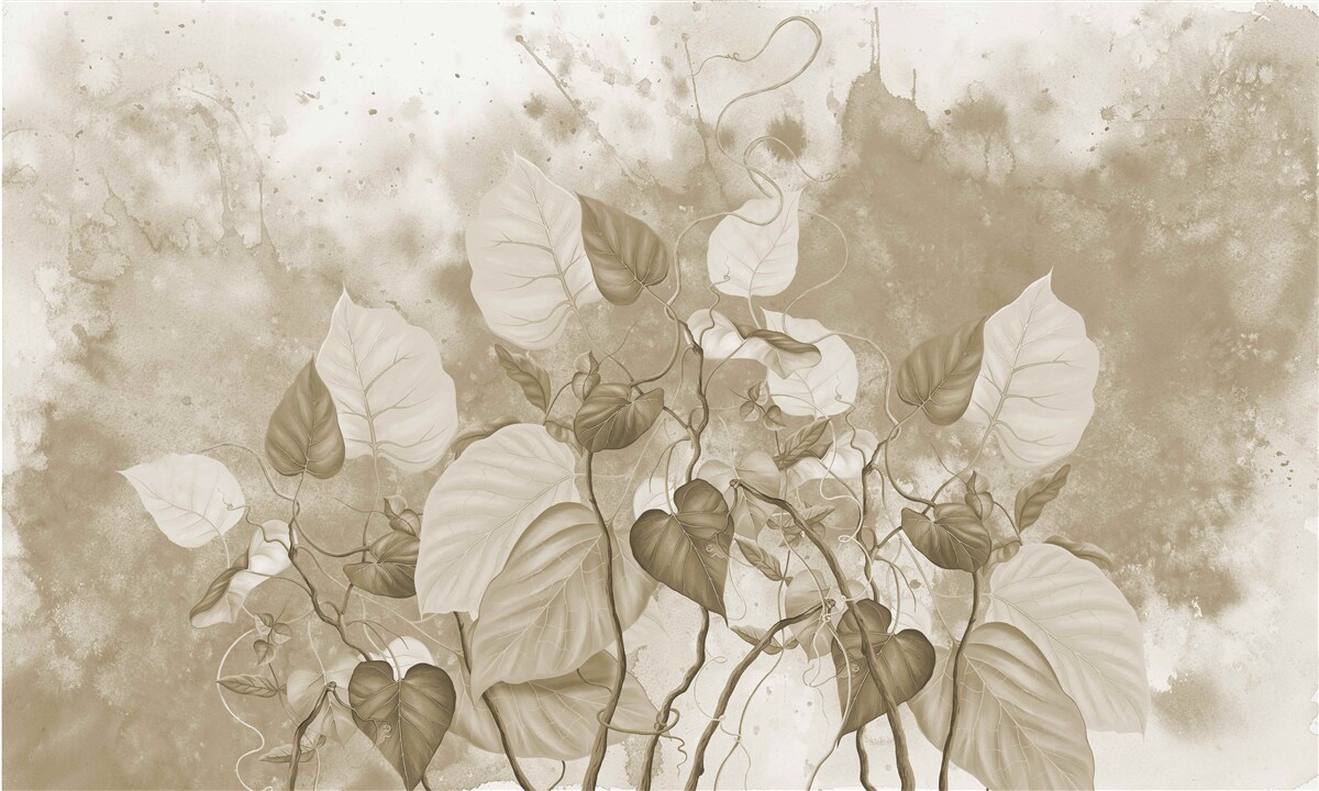 Fotobehang de ochtend in de weide is in mist gehuld