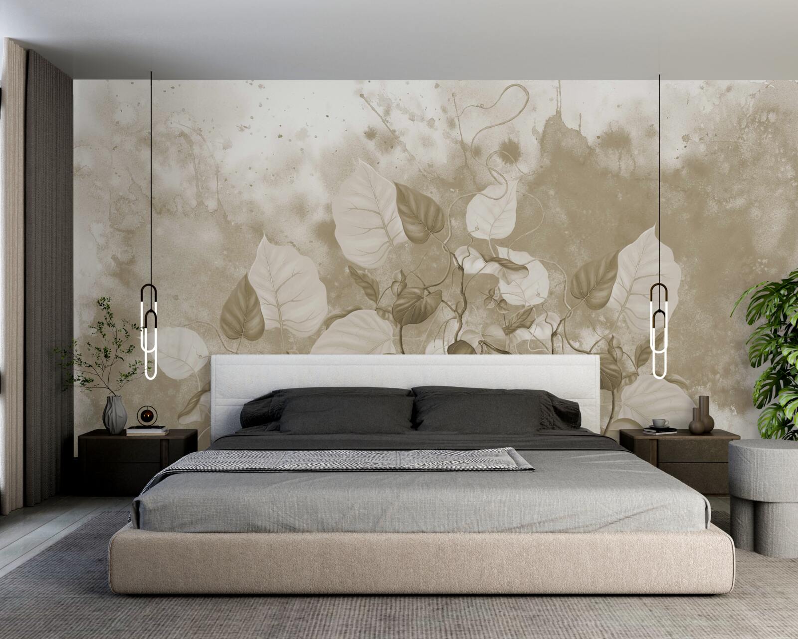 Fotobehang de ochtend in de weide is in mist gehuld