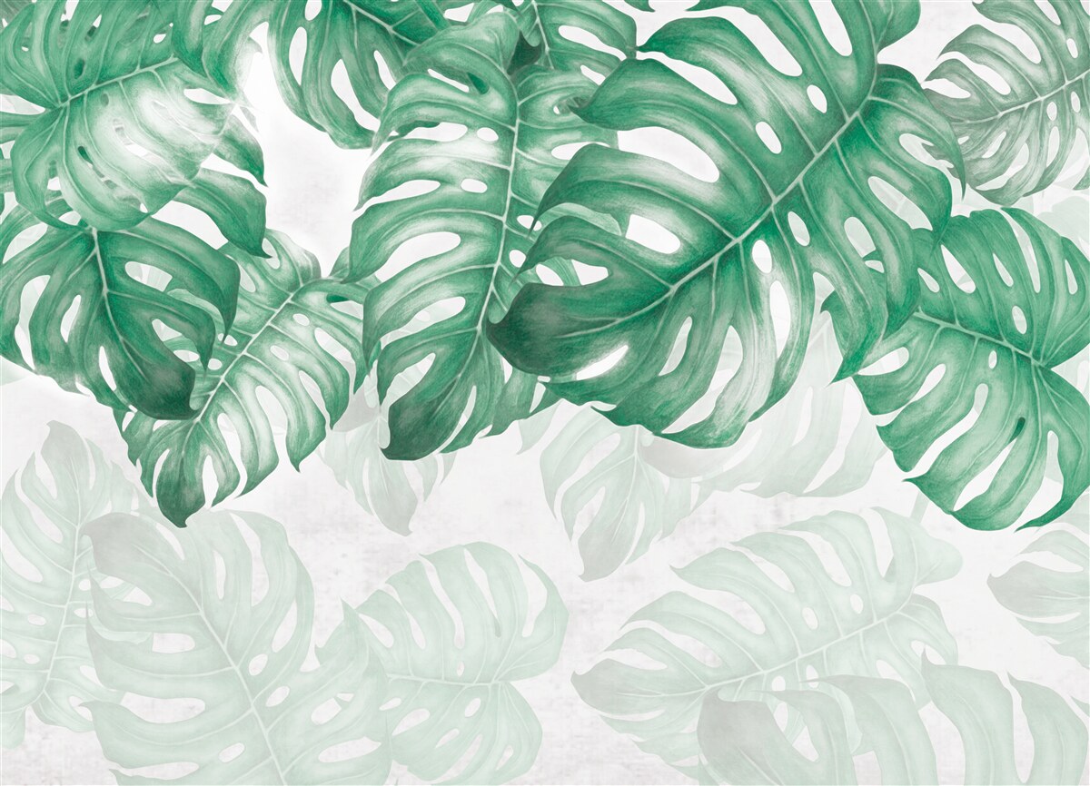 Fotobehang varenbladeren op een lichte achtergrond