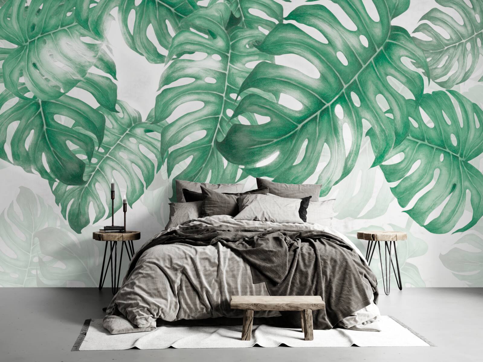 Fotobehang varenbladeren op een lichte achtergrond