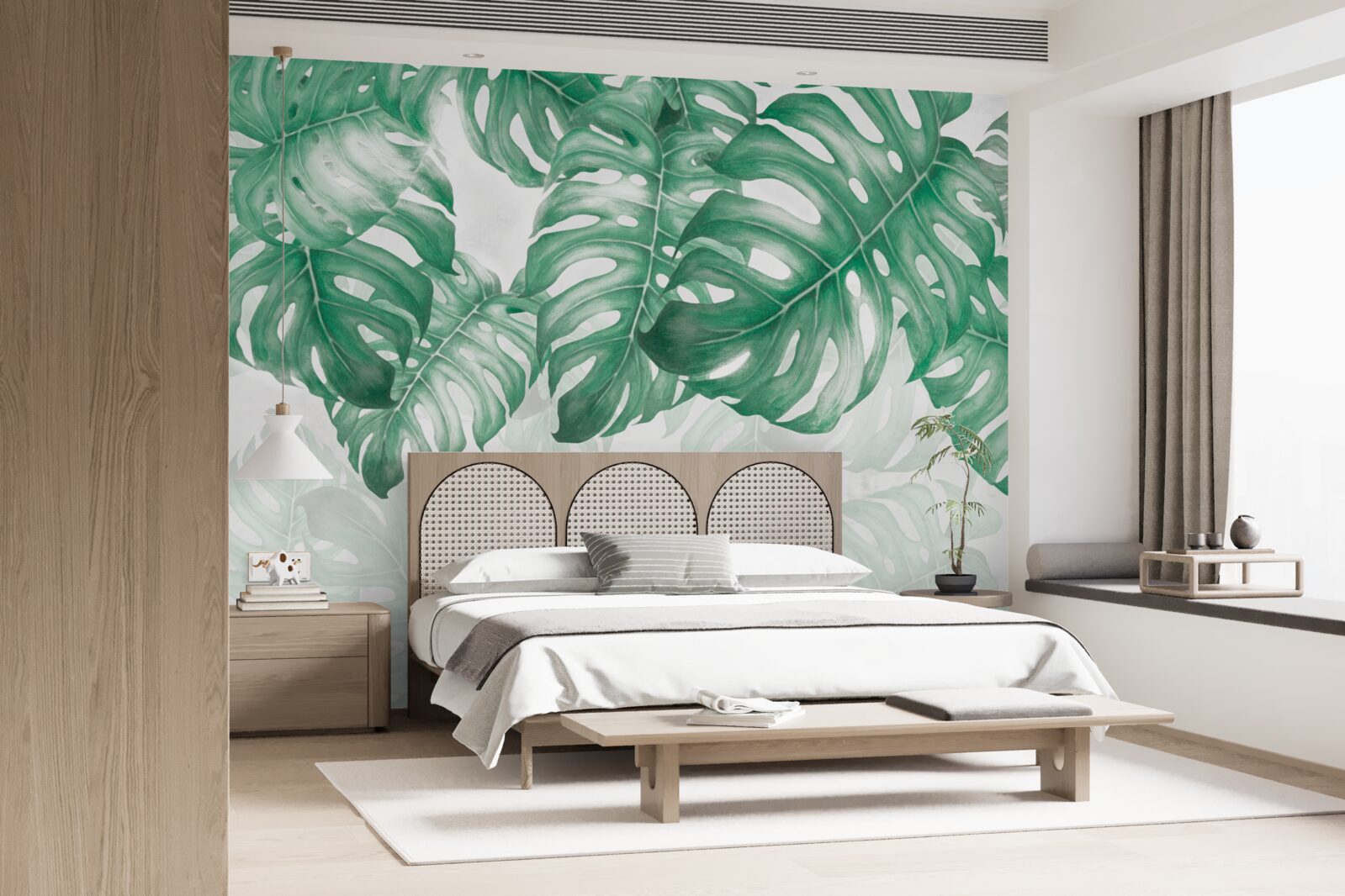 Fotobehang varenbladeren op een lichte achtergrond