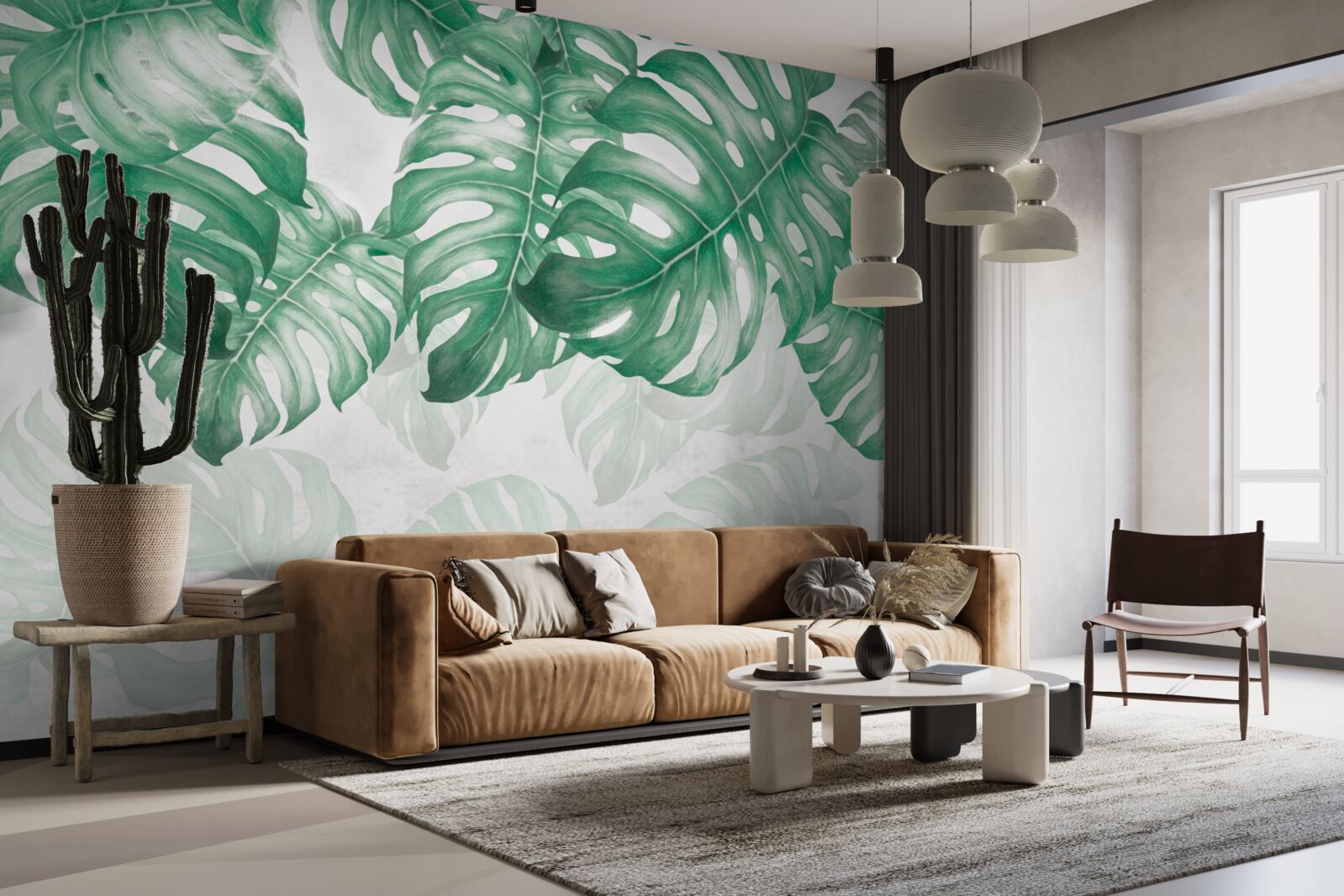 Fotobehang varenbladeren op een lichte achtergrond