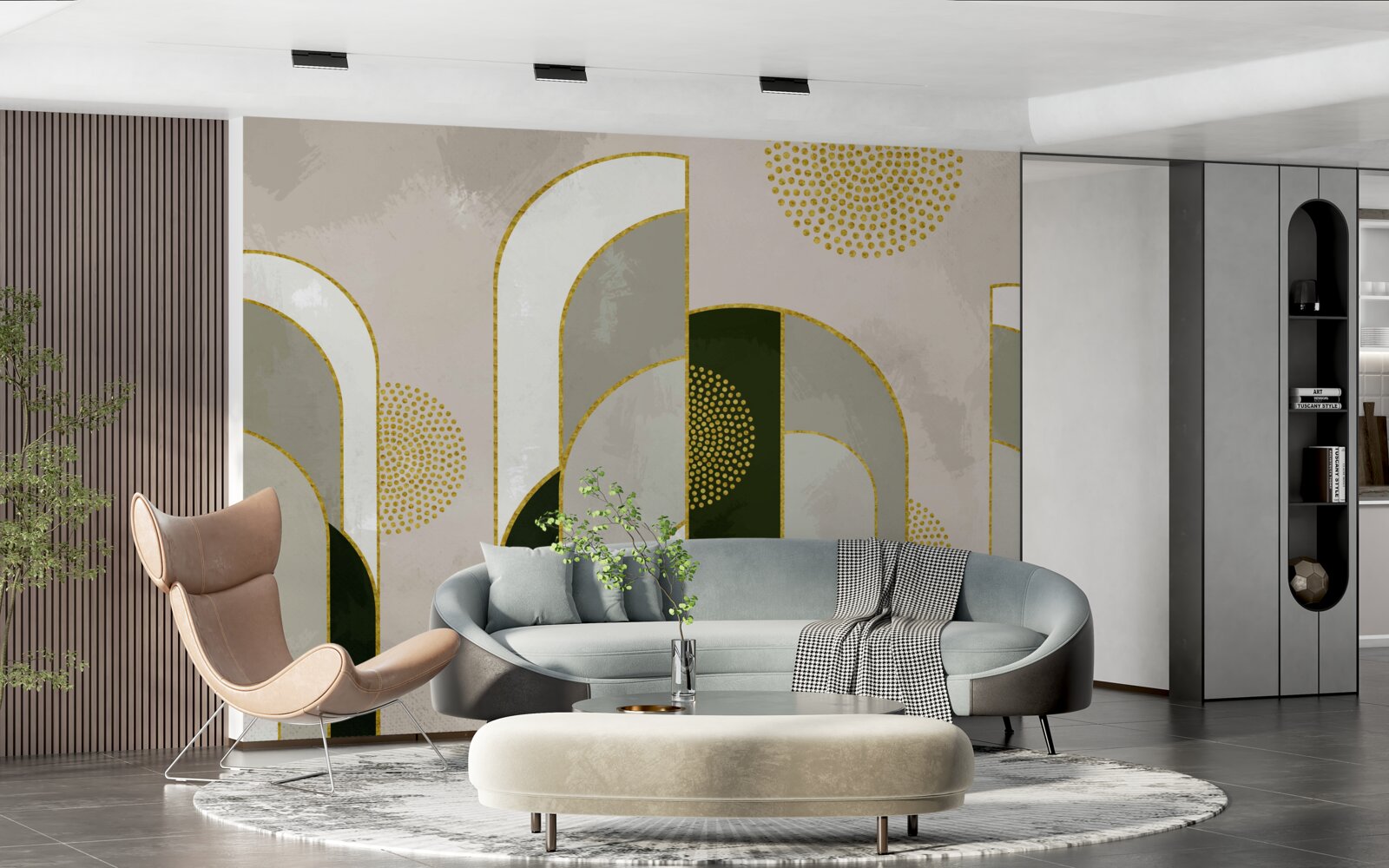 Fotobehang Het scheen boven de dichte mist in het bos