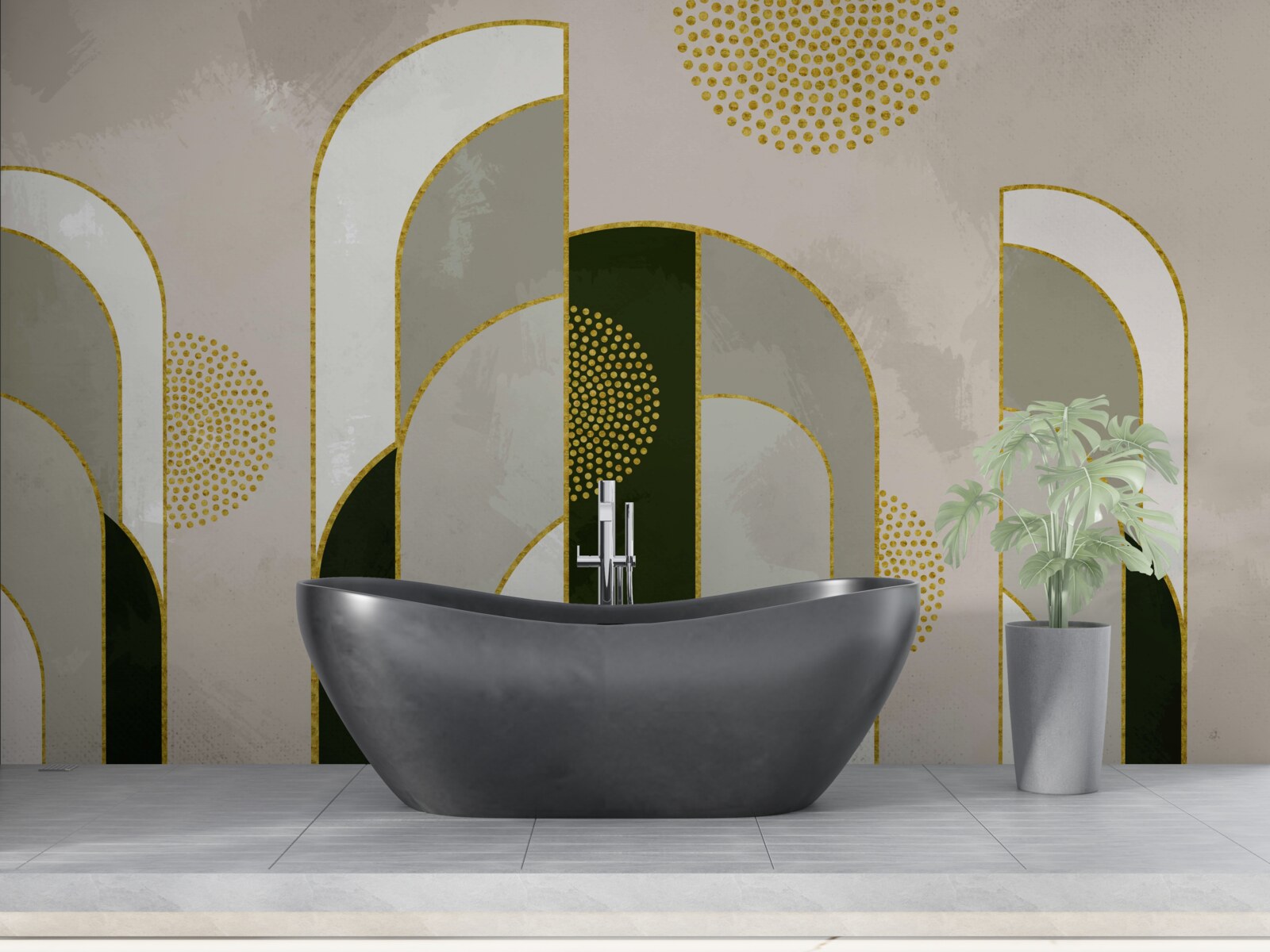 Fotobehang Het scheen boven de dichte mist in het bos