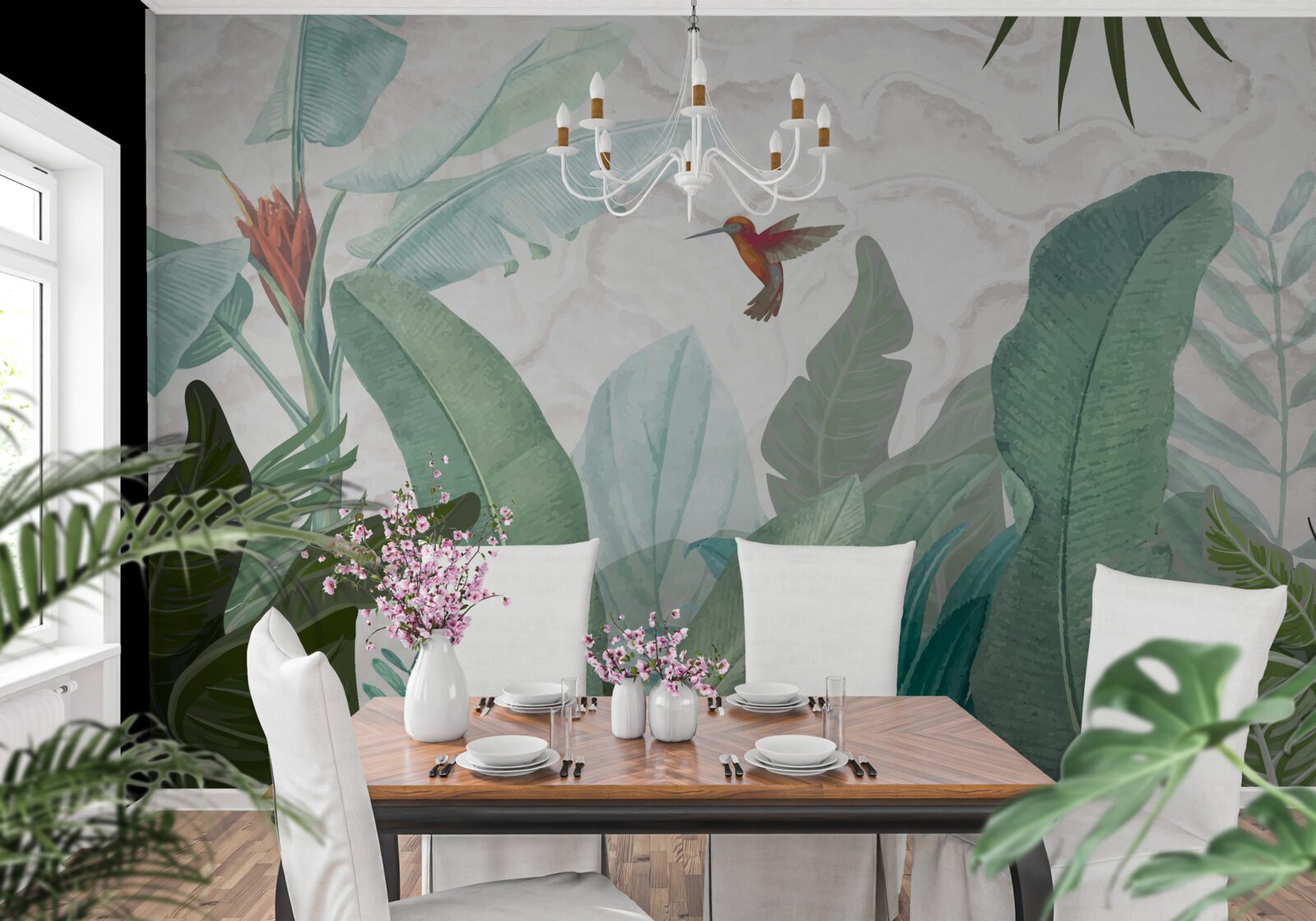 Fotobehang kolibrie op zoek naar zoete nectar