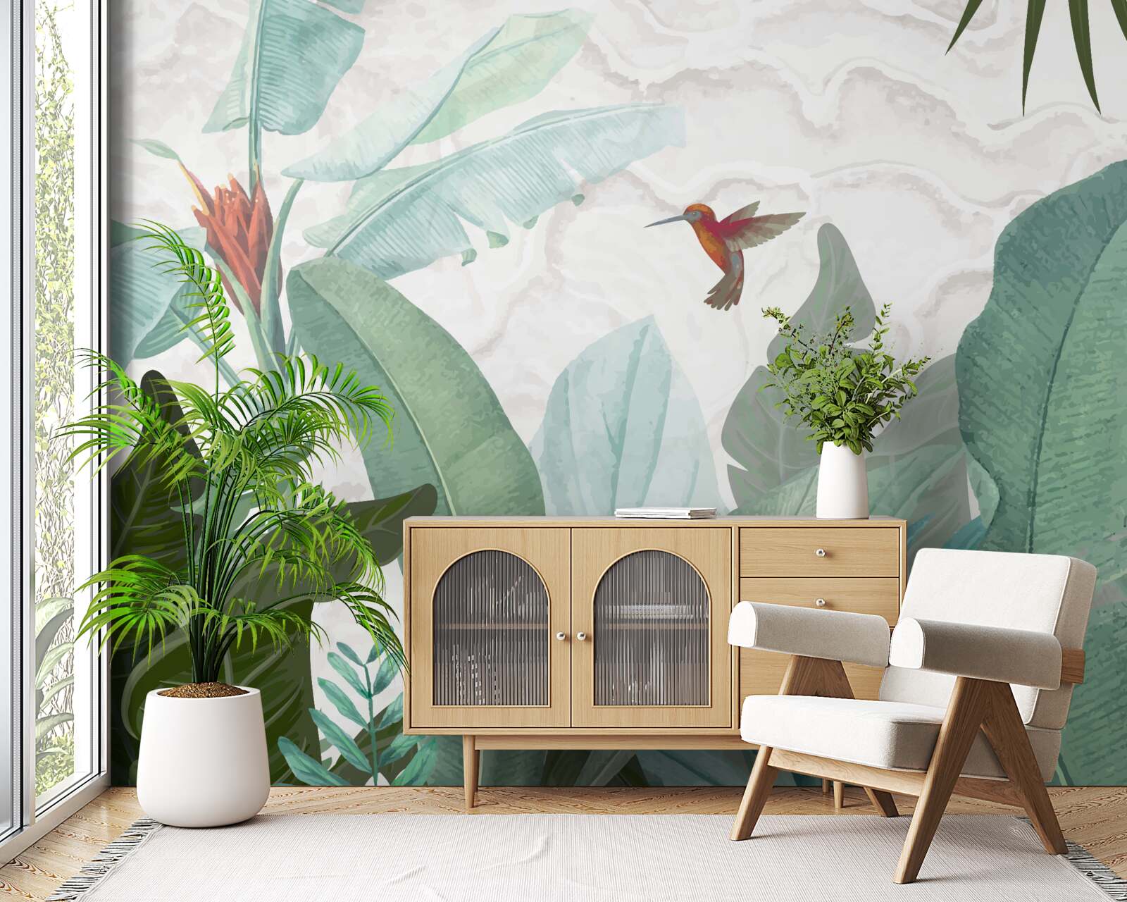 Fotobehang kolibrie op zoek naar zoete nectar