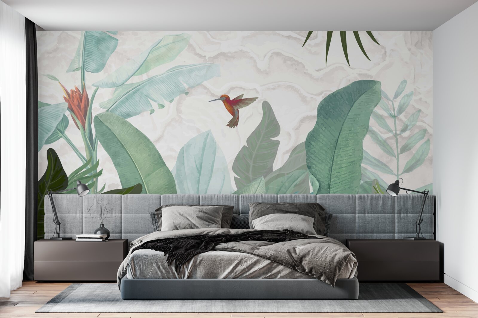 Fotobehang kolibrie op zoek naar zoete nectar