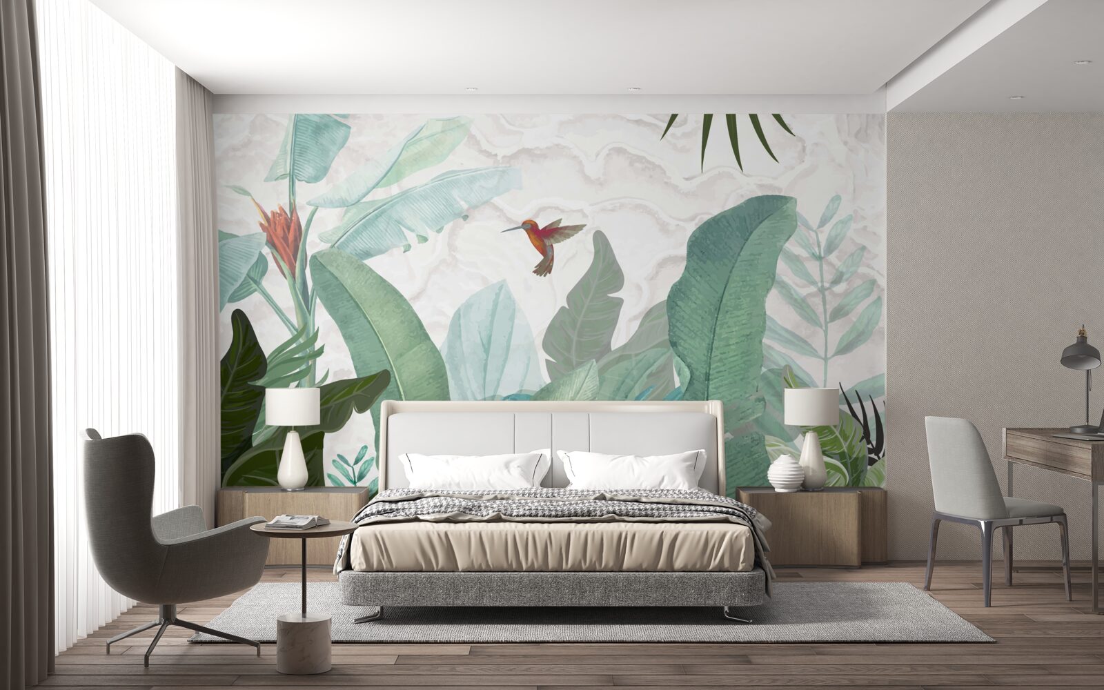 Fotobehang kolibrie op zoek naar zoete nectar