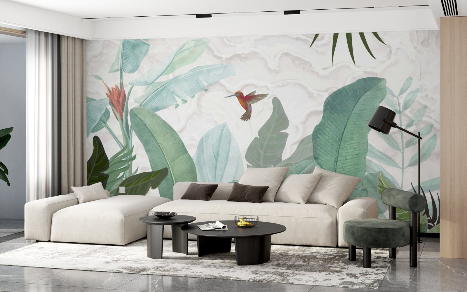 Fotobehang kolibrie op zoek naar zoete nectar