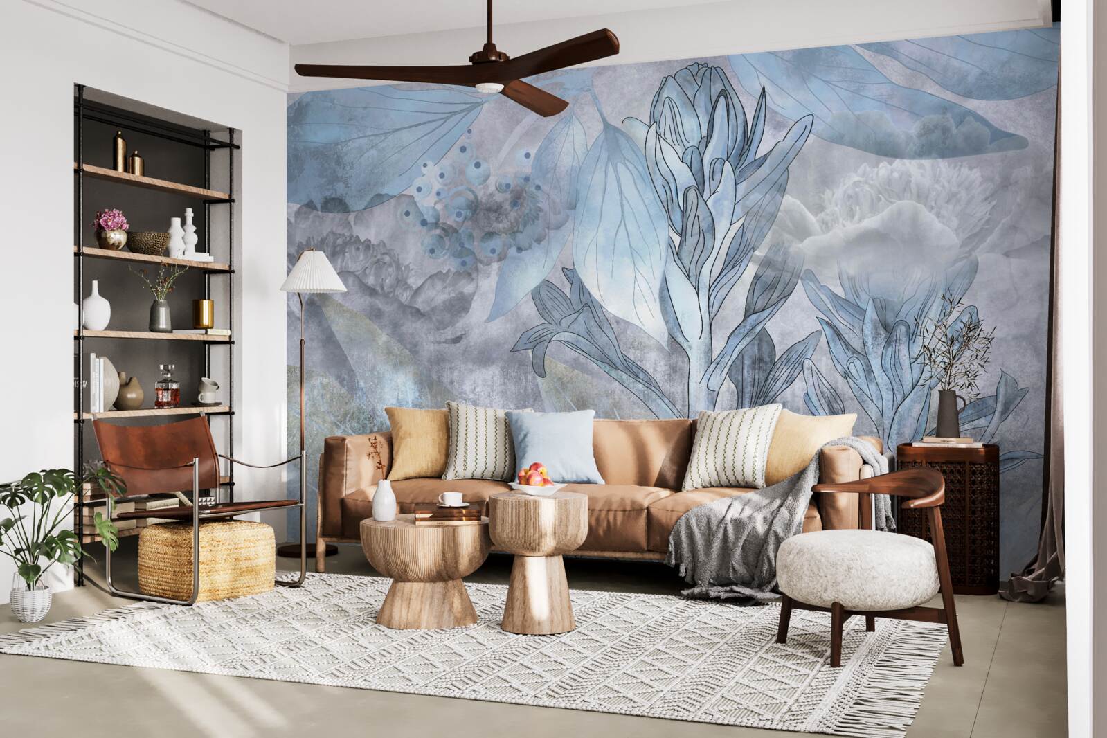 Fotobehang knoppen tussen bladeren bij dageraad