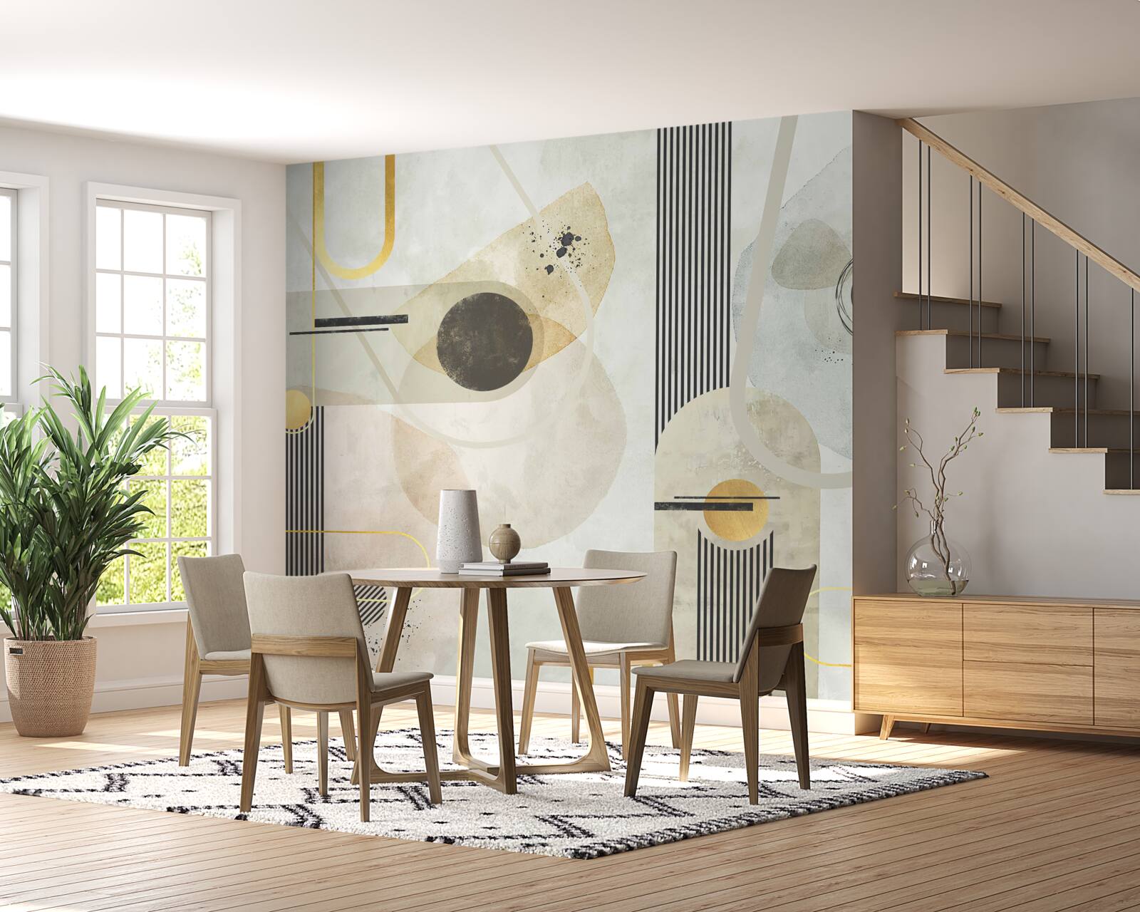 Fotobehang verticale abstracte vormen en lijnen