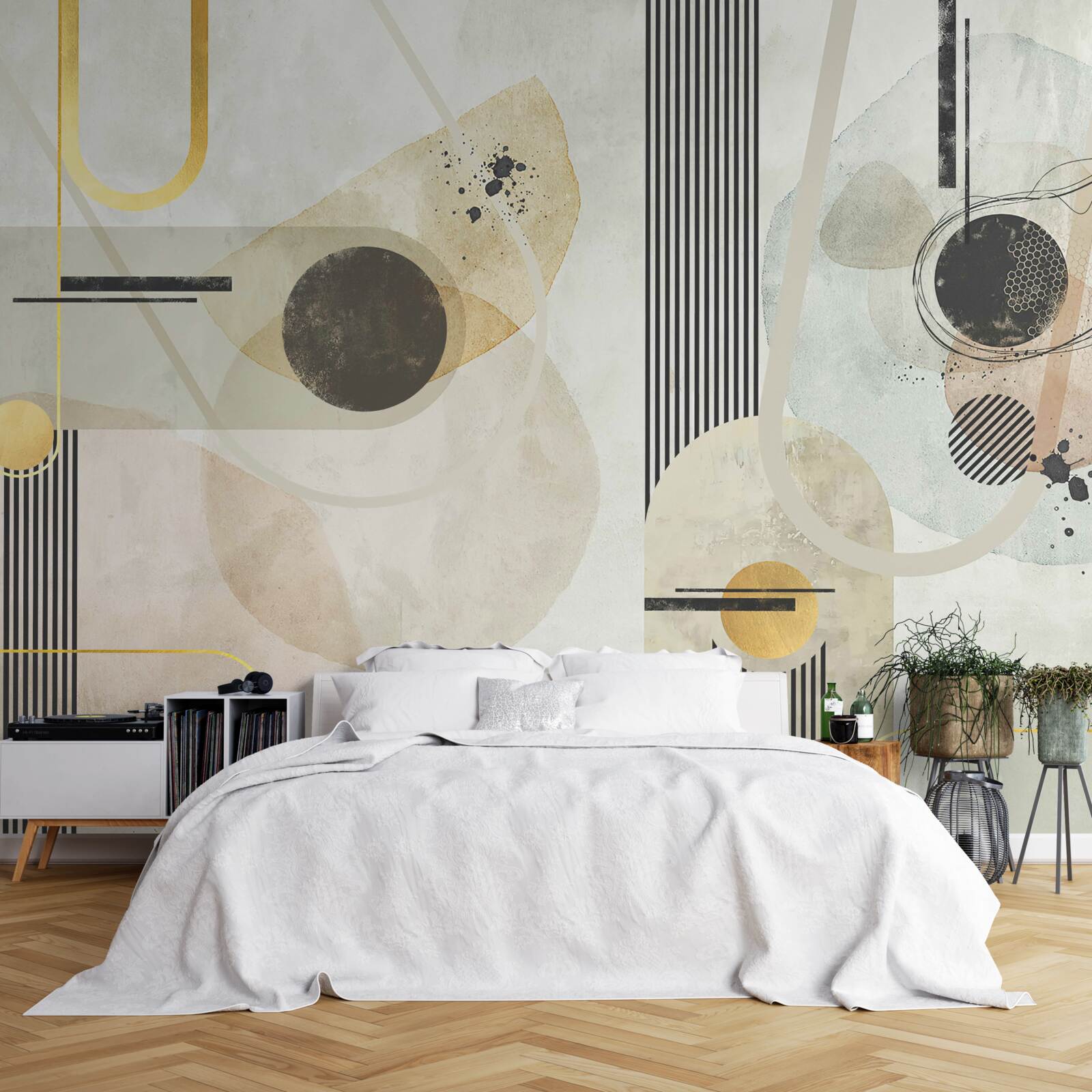 Fotobehang verticale abstracte vormen en lijnen