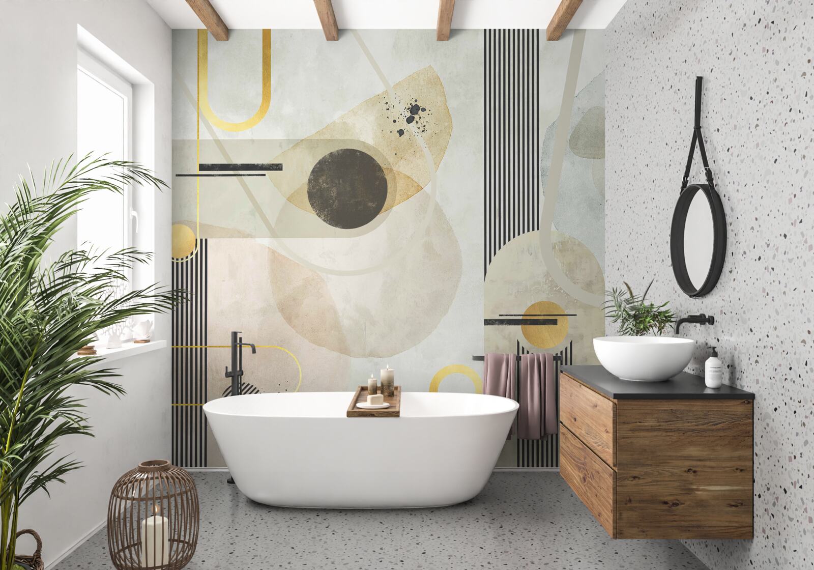 Fotobehang verticale abstracte vormen en lijnen