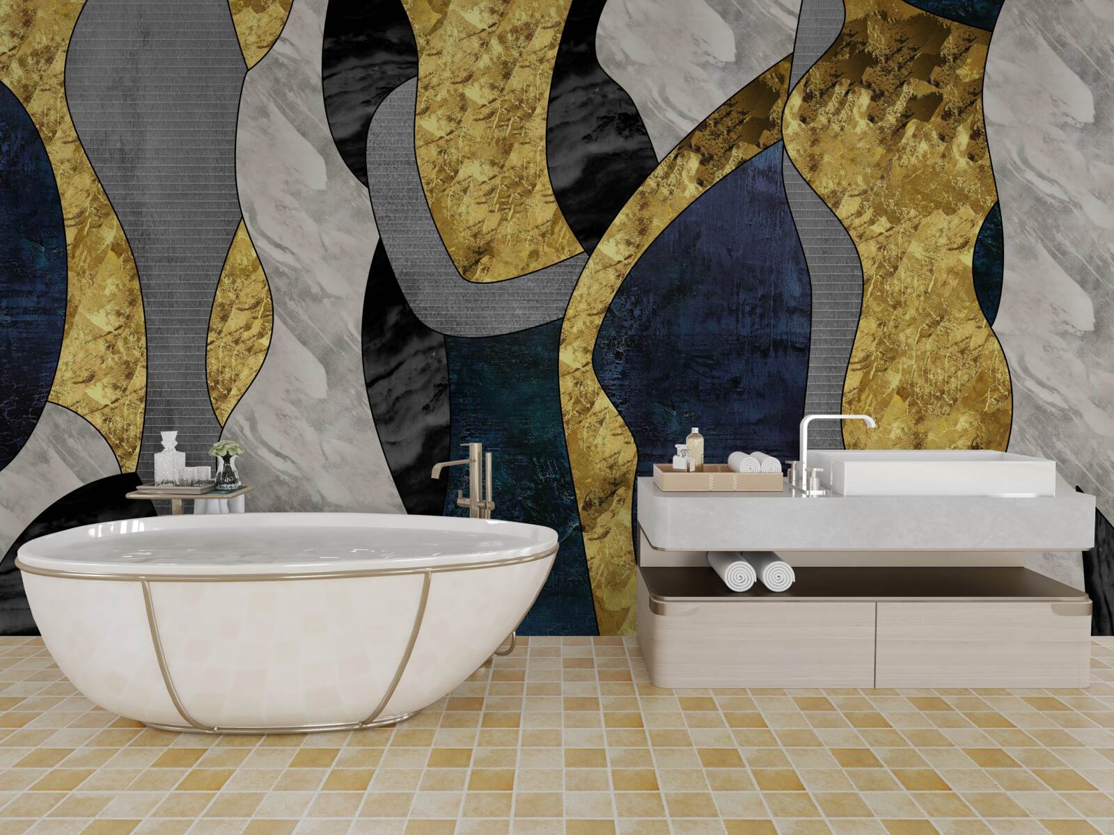 Fotobehang vrouw in vloeibaar element