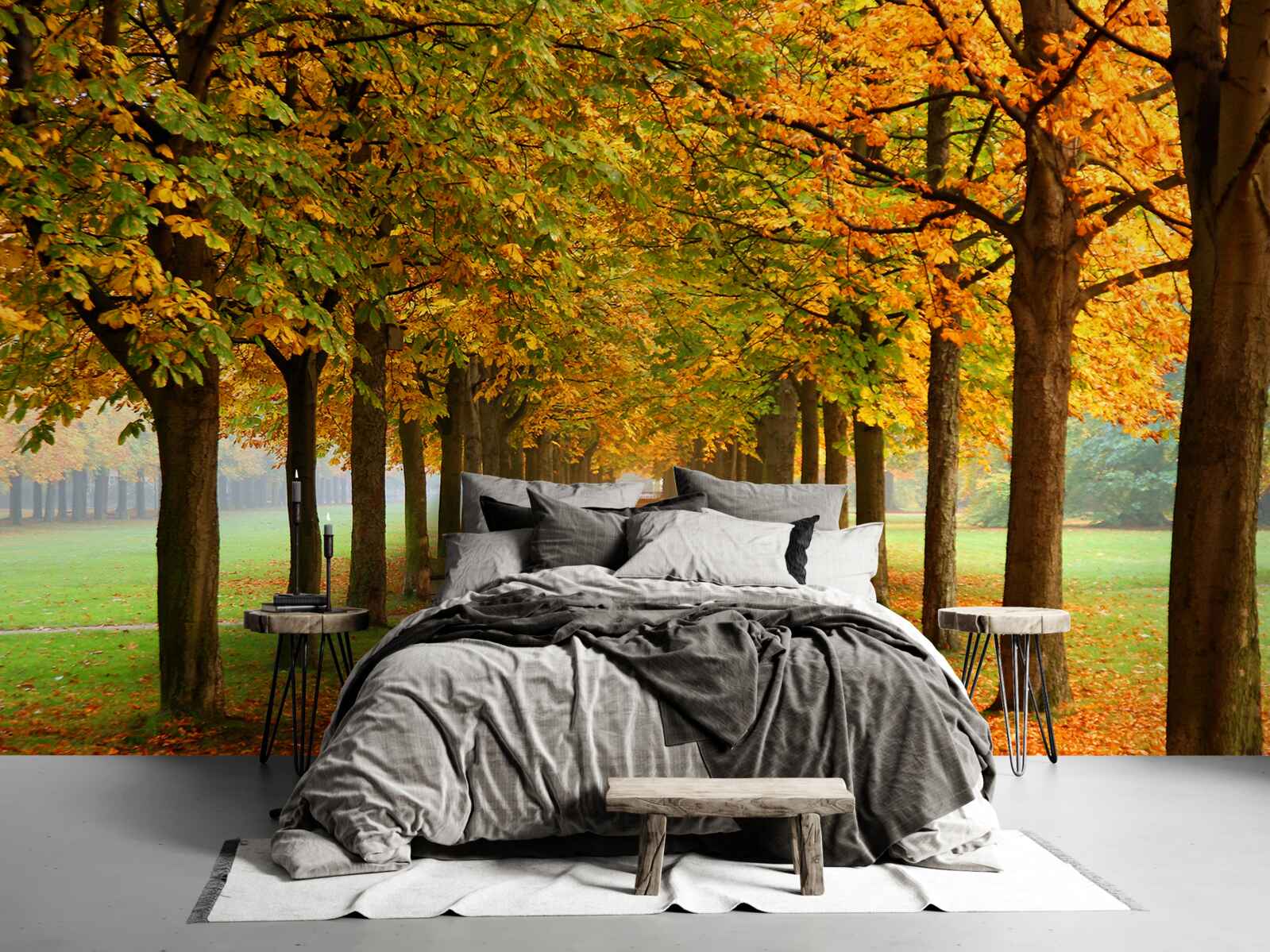 Fotobehang eindeloos herfstpad