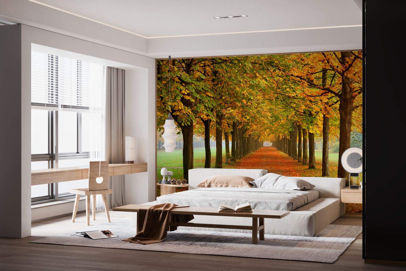 Fotobehang eindeloos herfstpad