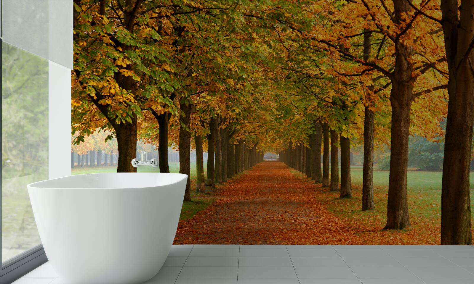 Fotobehang eindeloos herfstpad