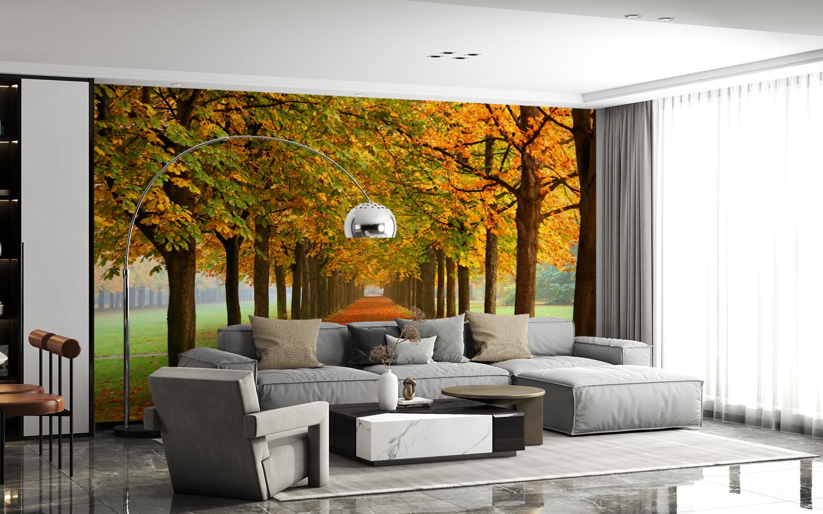 Fotobehang eindeloos herfstpad