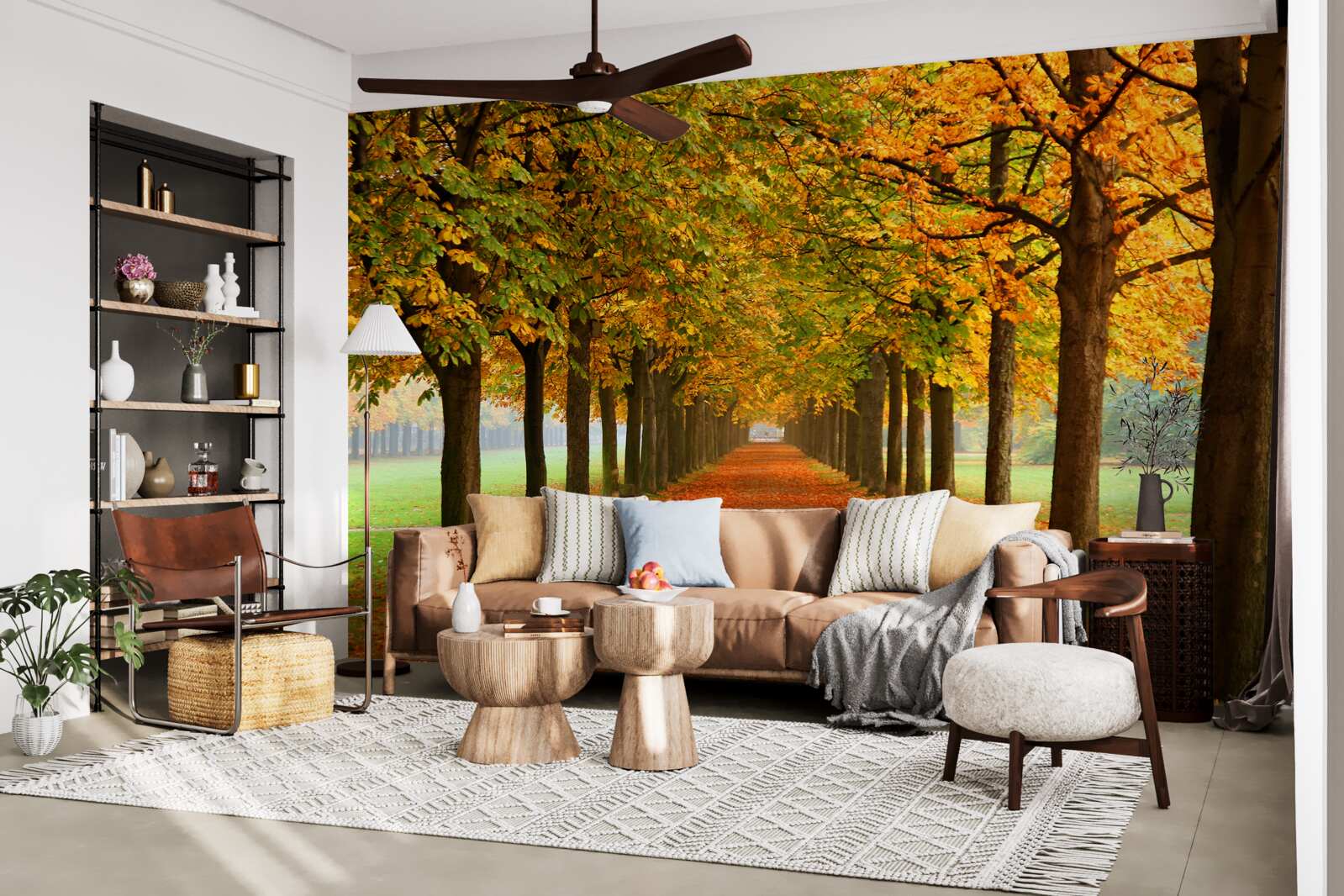 Fotobehang eindeloos herfstpad