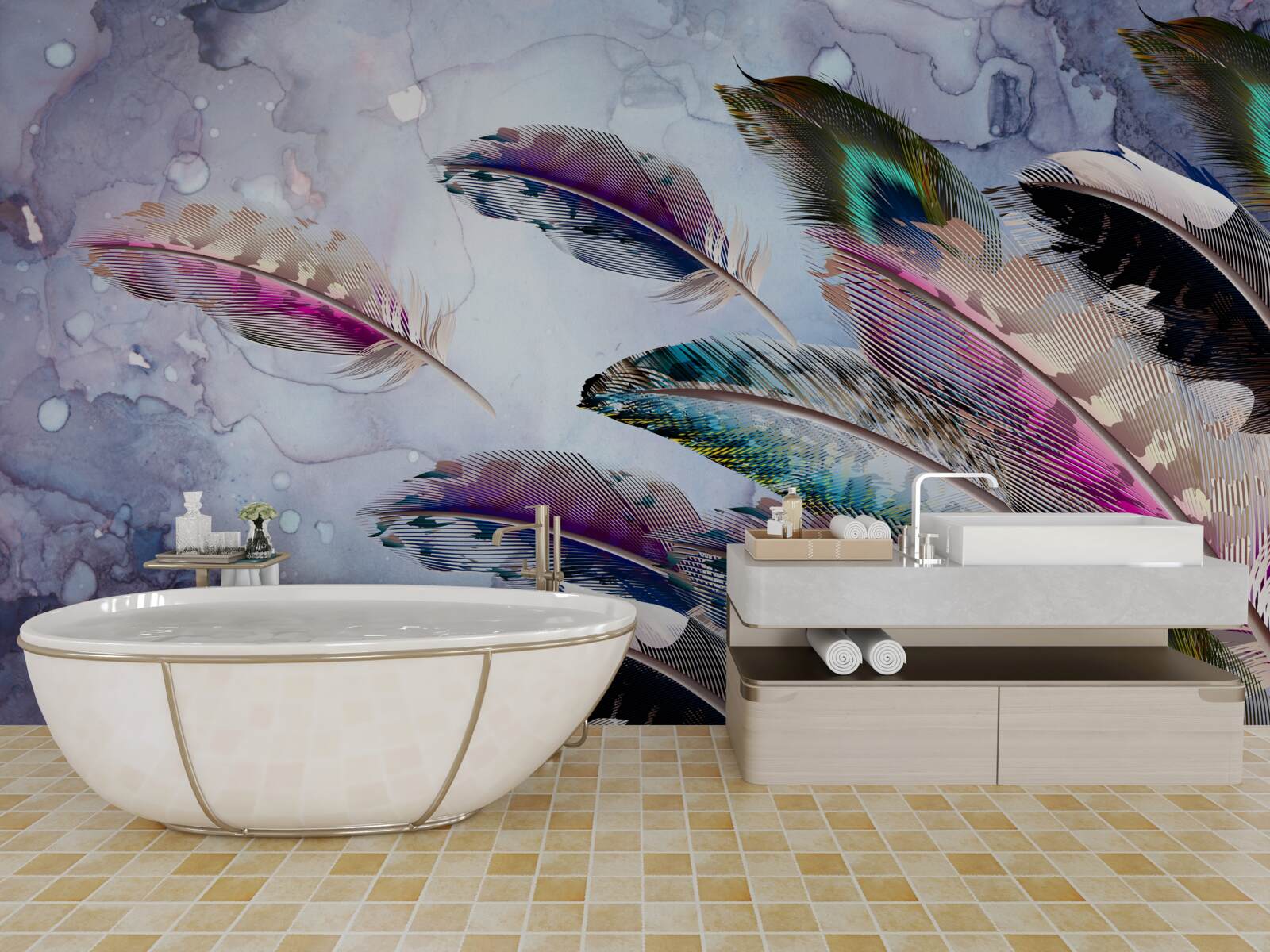 Fotobehang het verenkleed van de magische vogel