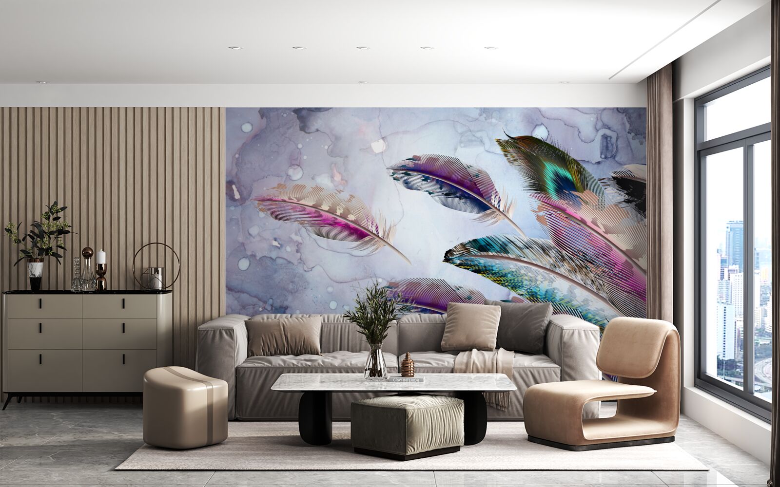 Fotobehang het verenkleed van de magische vogel