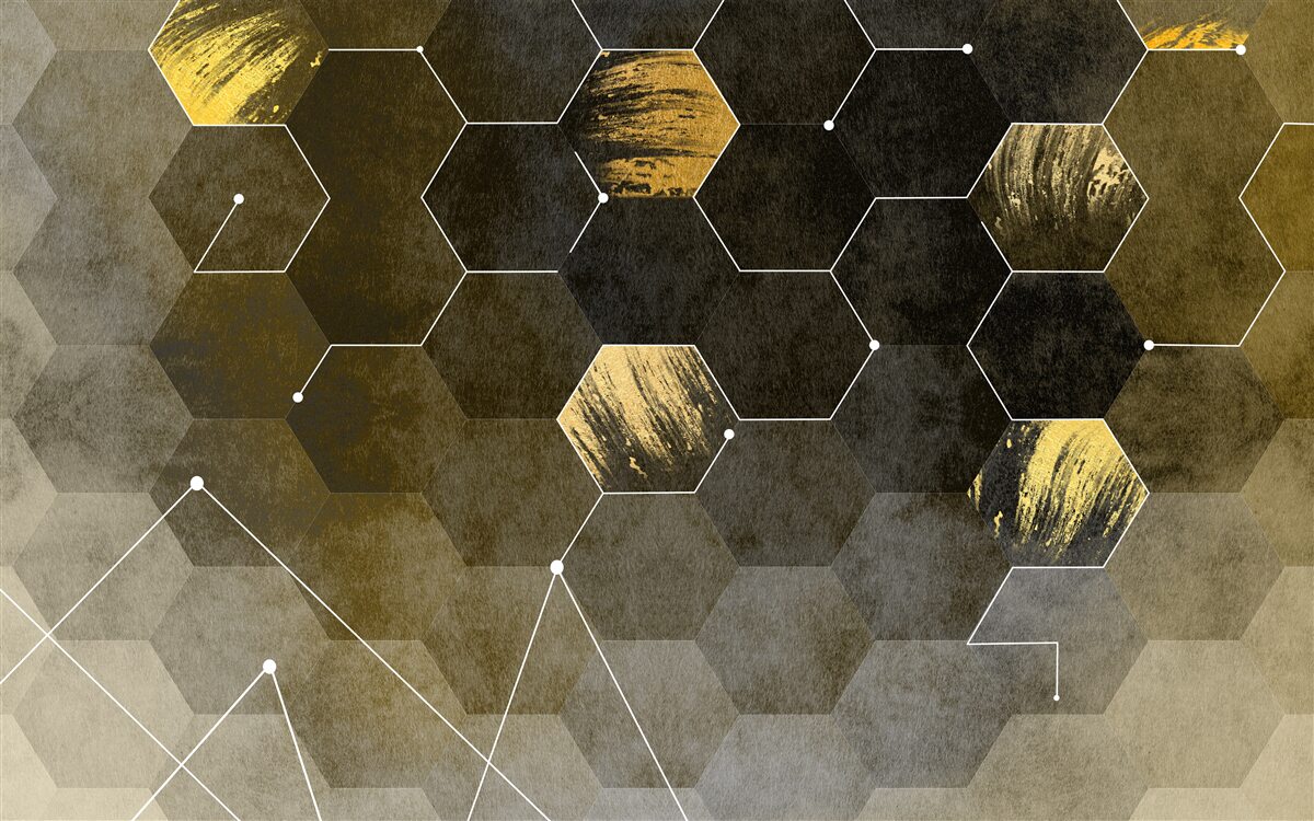 Fotobehang gouden vogels in de nachtelijke hemel