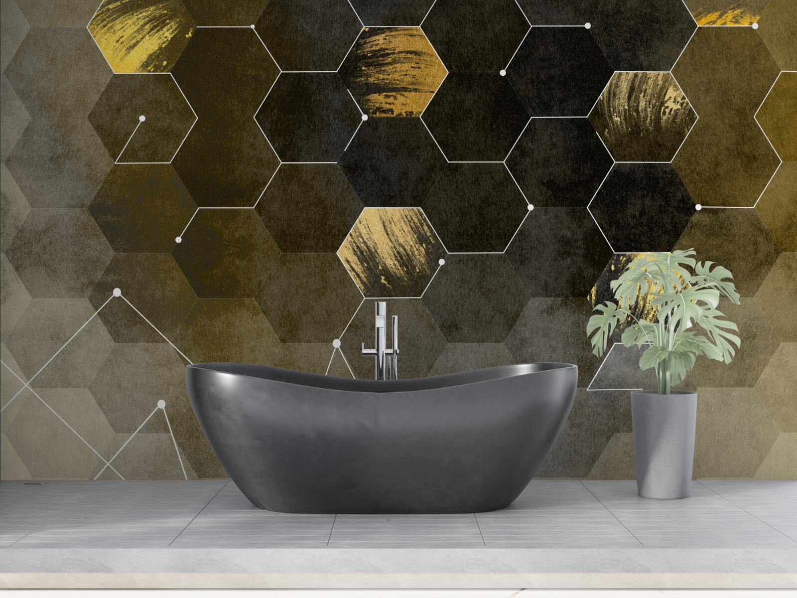 Fotobehang gouden vogels in de nachtelijke hemel