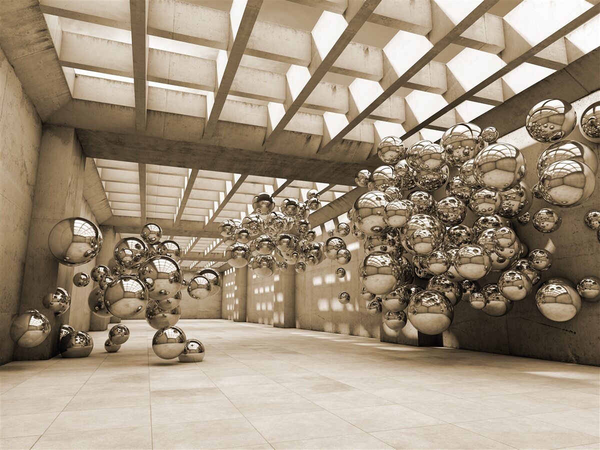 Fotobehang kamer met bruine ballen