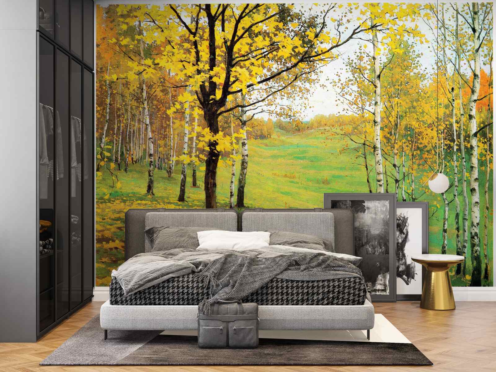 Fotobehang Het herfstbos is gehuld in verbazingwekkende tinten