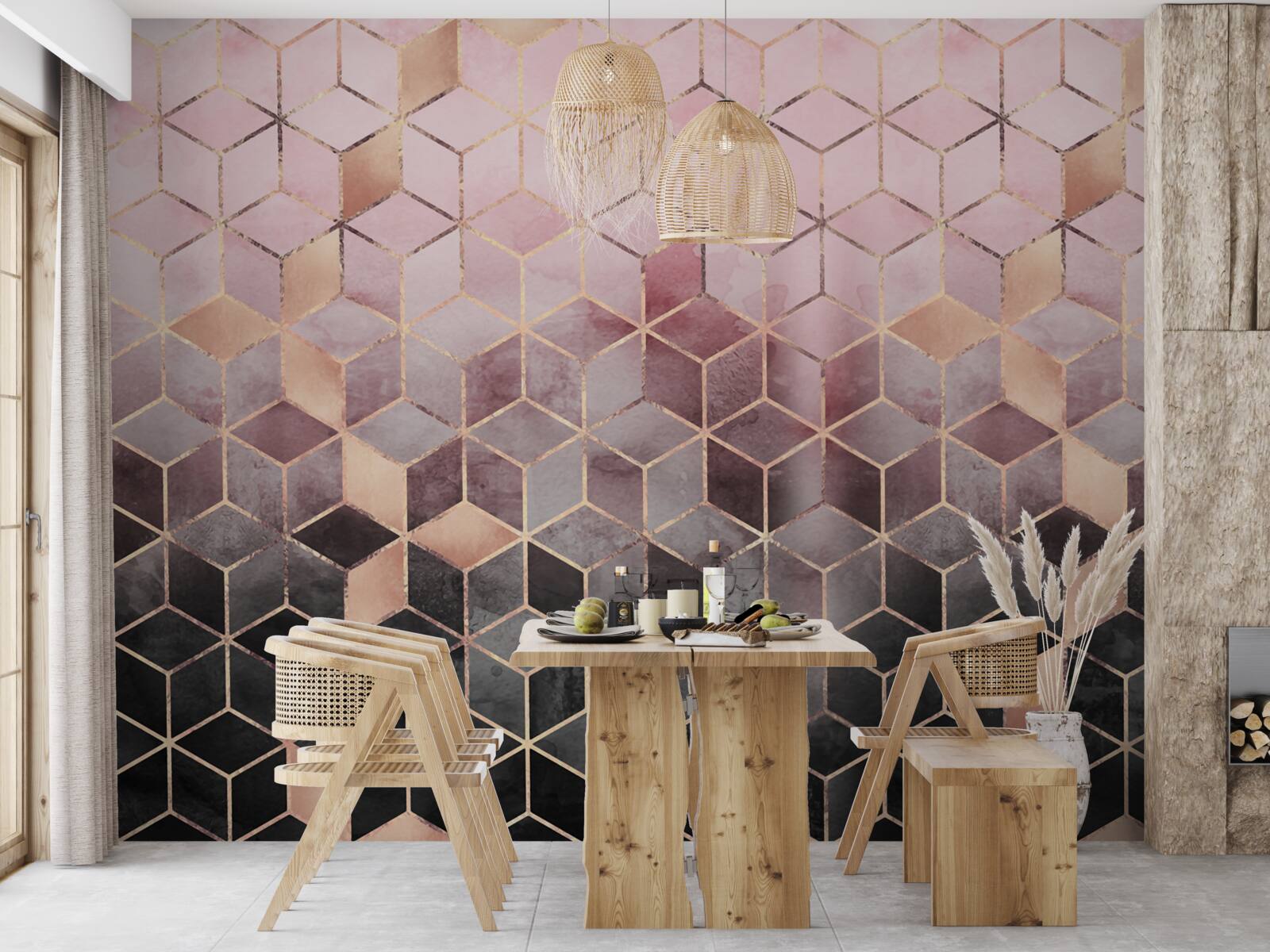 Fotobehang helling op rechthoekige segmenten