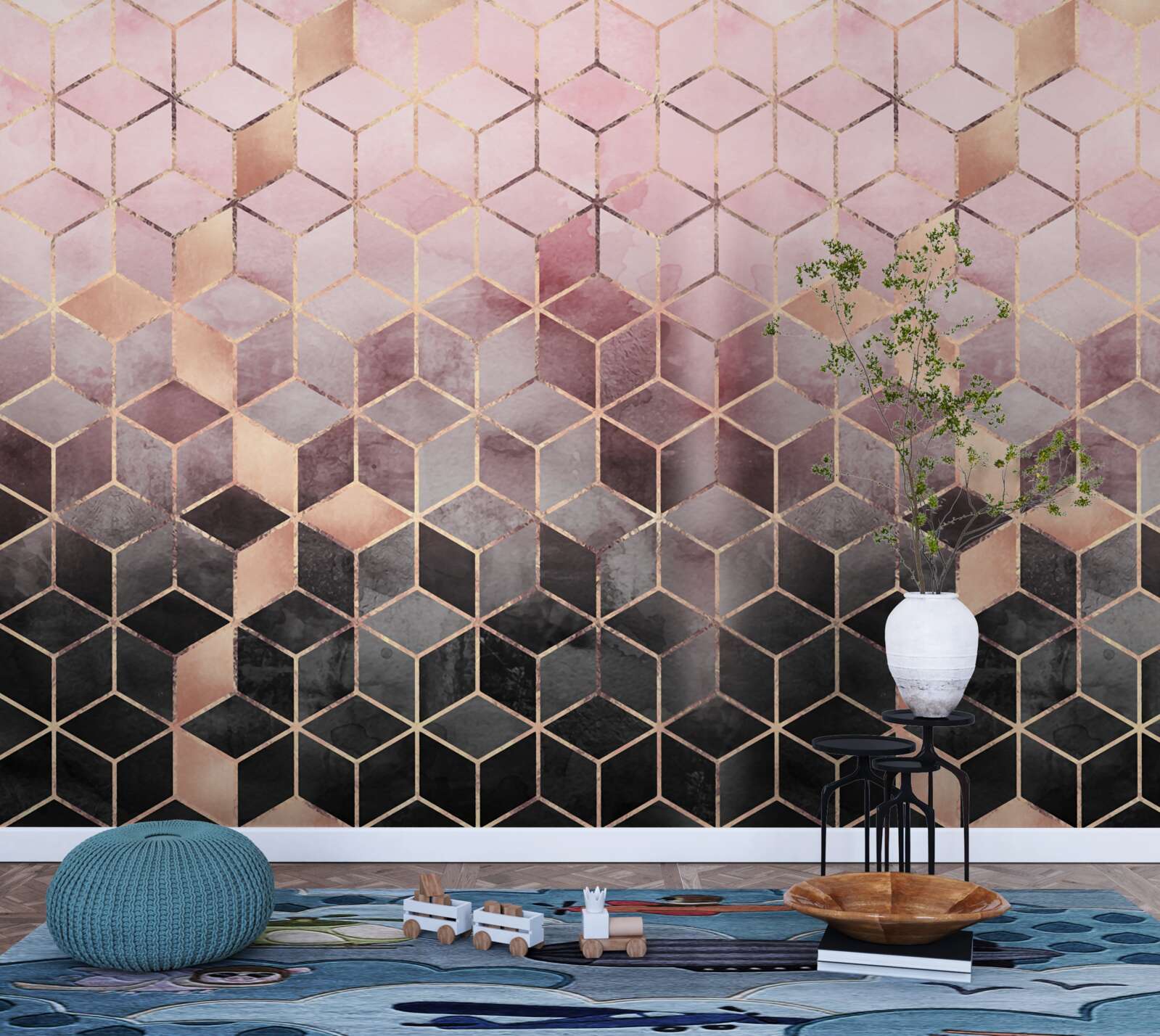 Fotobehang helling op rechthoekige segmenten