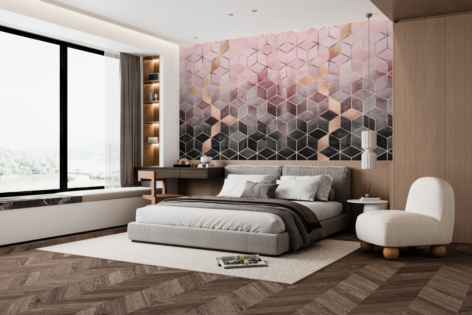 Fotobehang helling op rechthoekige segmenten