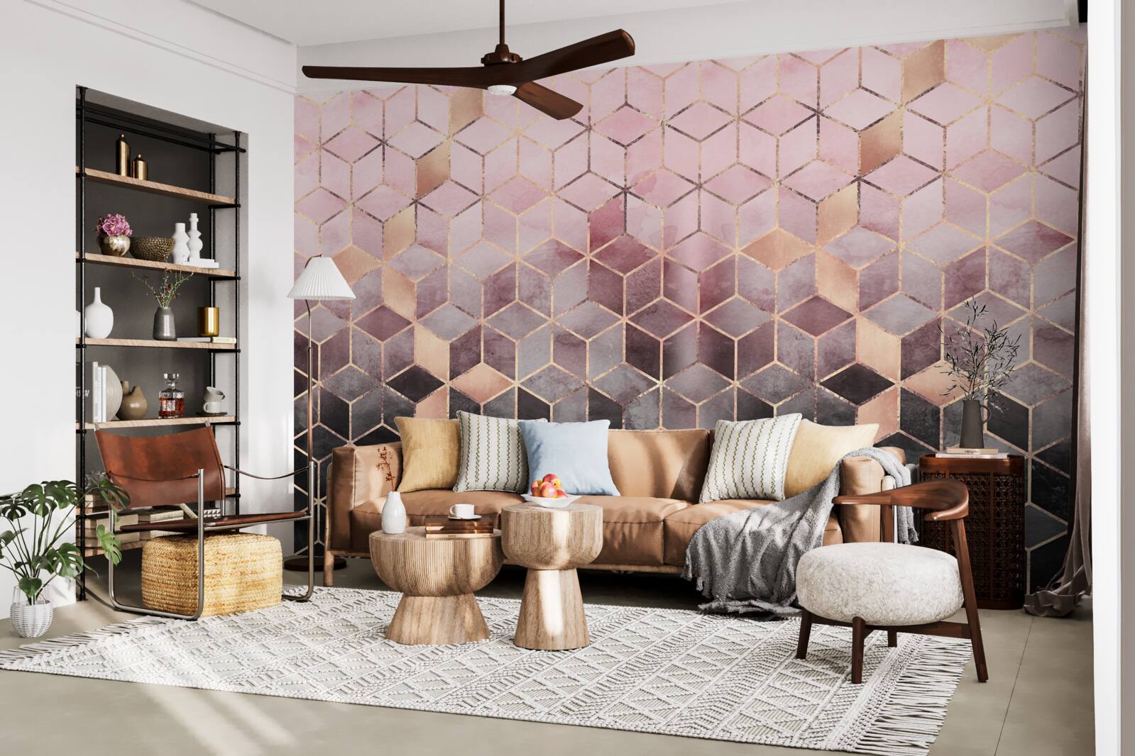 Fotobehang helling op rechthoekige segmenten