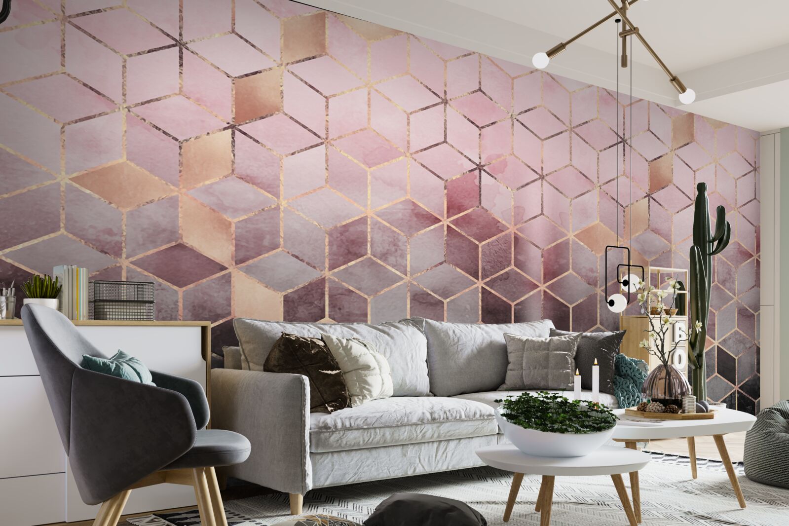 Fotobehang helling op rechthoekige segmenten