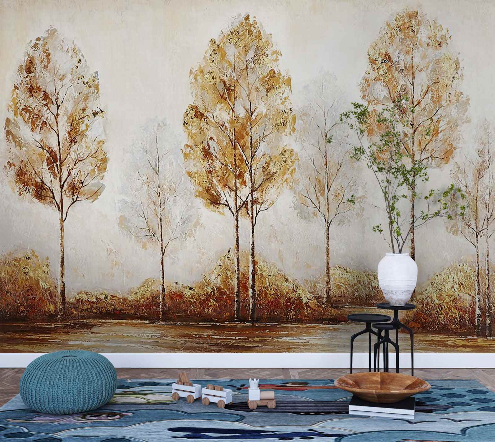 Fotobehang beeld van een bos in de herfst