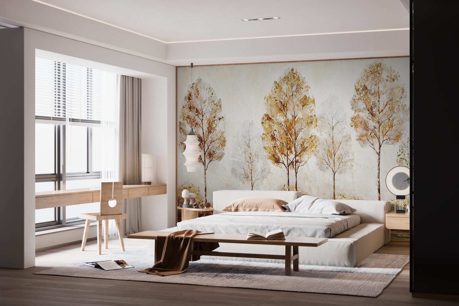 Fotobehang beeld van een bos in de herfst