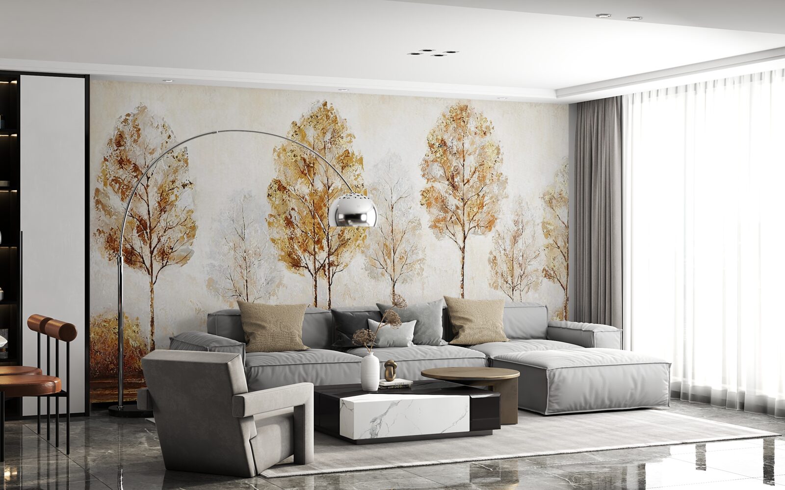 Fotobehang beeld van een bos in de herfst