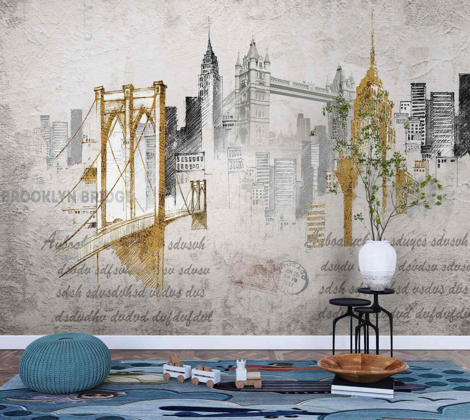 Fotobehang abstract new york in vintage stijl