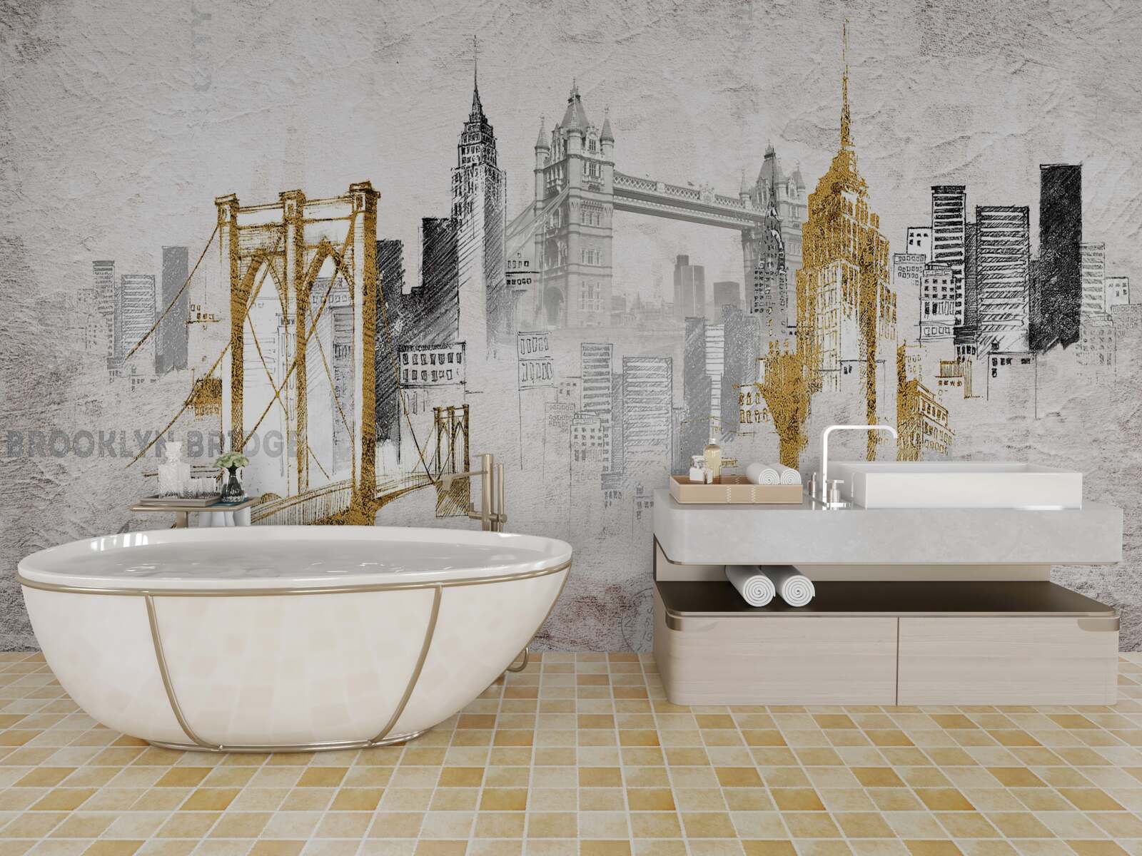 Fotobehang abstract new york in vintage stijl