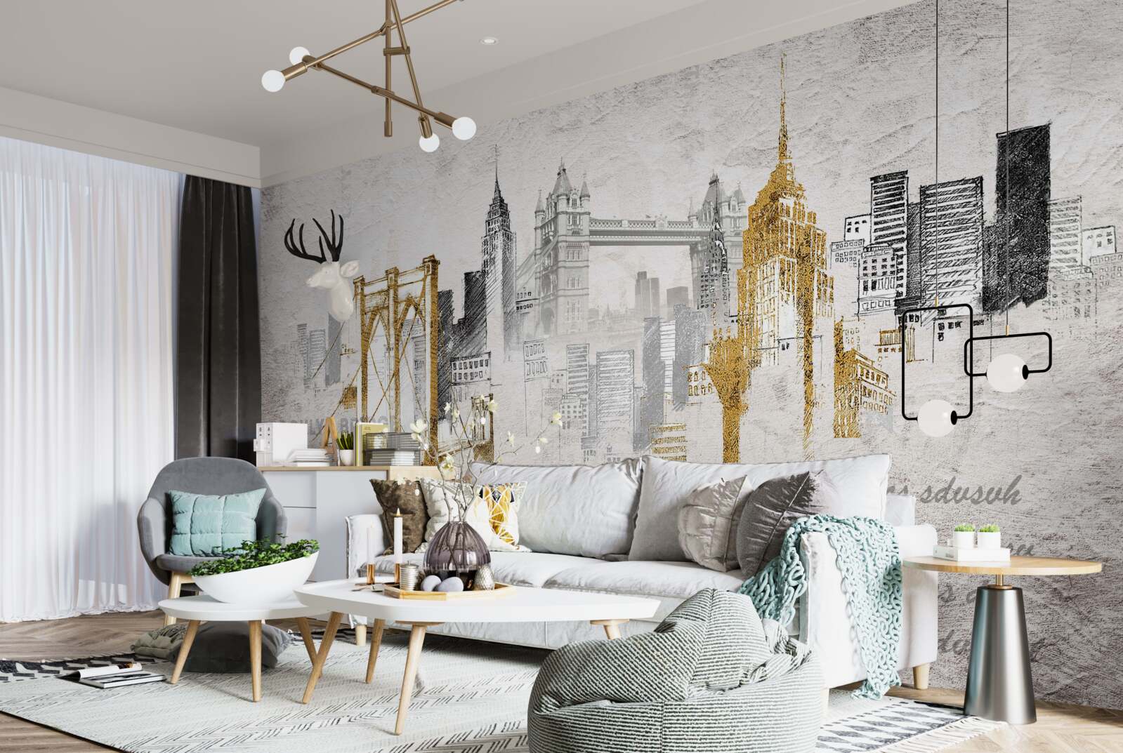 Fotobehang abstract new york in vintage stijl