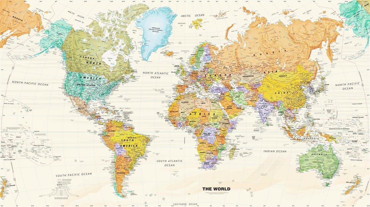 Fotobehang wereldkaart van de aarde